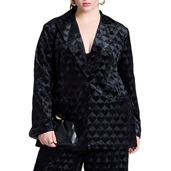 ELOQUII Women's Plus Size Heart Velvet Blazer