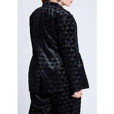 ELOQUII Women's Plus Size Heart Velvet Blazer