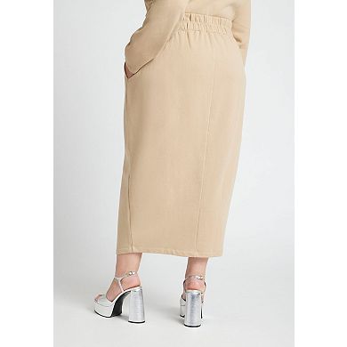 ELOQUII Women's Plus Size Maxi French Terry Skirt