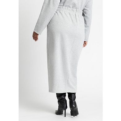 ELOQUII Women's Plus Size Maxi French Terry Skirt