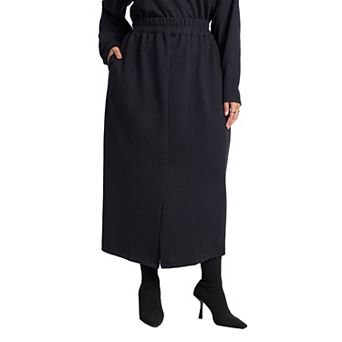ELOQUII Women's Plus Size Maxi French Terry Skirt