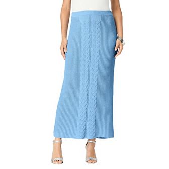 Roaman's Women's Plus Size Cable Knit Midi Skirt