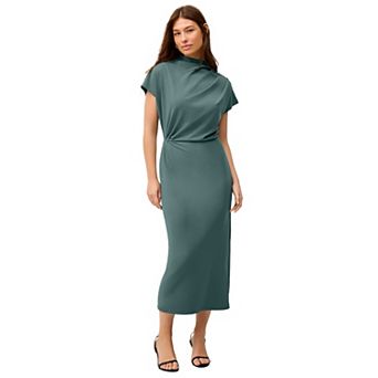 ellos Plus Size Side Drape Midi Dress
