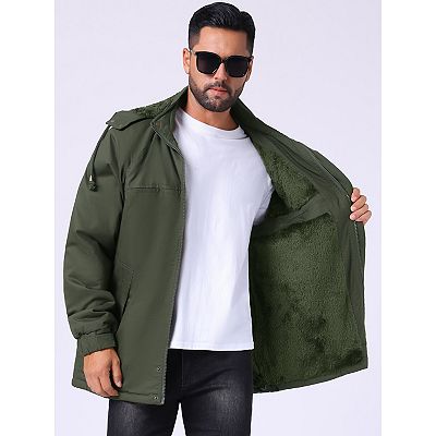 Men's Winter Warm Fleece Lined Thicken Hooded Work Parka Jacket