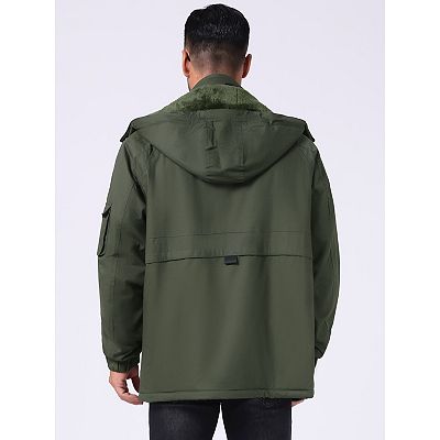 Men's Winter Warm Fleece Lined Thicken Hooded Work Parka Jacket