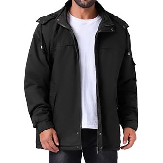 Men's Winter Warm Fleece Lined Thicken Hooded Work Parka Jacket