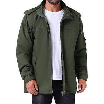 Men's Winter Warm Fleece Lined Thicken Hooded Work Parka Jacket