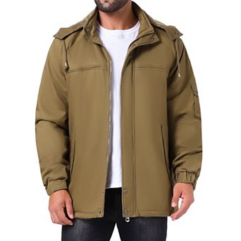 Men's Winter Warm Fleece Lined Thicken Hooded Work Parka Jacket