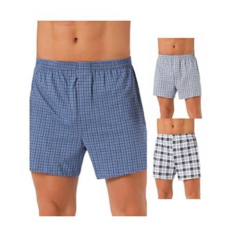 3 pc Men's Casual Soft Elastic Waistband Plaid Pattern Boxer Shorts Set