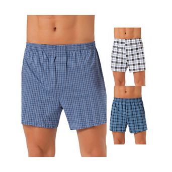 3 pc Men's Casual Soft Elastic Waistband Plaid Pattern Boxer Shorts Set