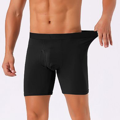 4 Pieces Men's Lightweight Solid Color Soft Stretch Open-fly Casual Basic Boxer Briefs Set