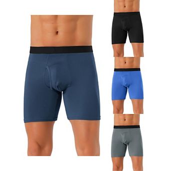 4 pc Men's Lightweight Solid Color Soft Stretch Open-fly Casual Basic Boxer Briefs Set