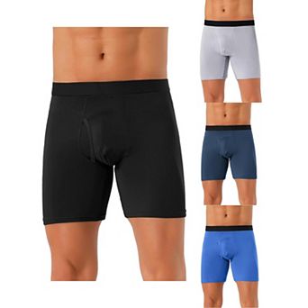 4 pc Men's Lightweight Solid Color Soft Stretch Open-fly Casual Basic Boxer Briefs Set