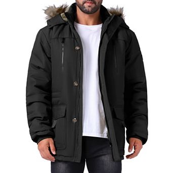 Men's Winter Warm Coat Fleece Lined Thicken Hooded Parka Jacket