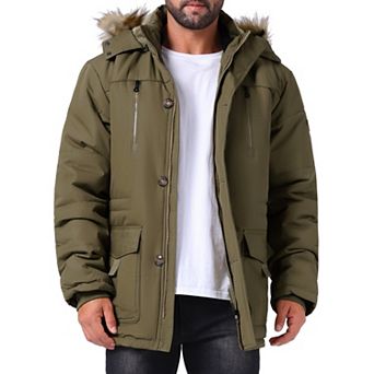 Men's Winter Warm Coat Fleece Lined Thicken Hooded Parka Jacket