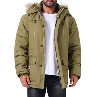 Men's Winter Warm Coat Fleece Lined Thicken Hooded Parka Jacket