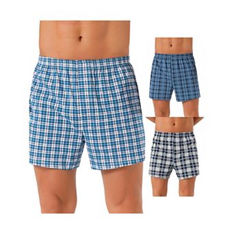 3 pc Men's Casual Elastic Waistband Plaid Pattern Boxer Shorts Set