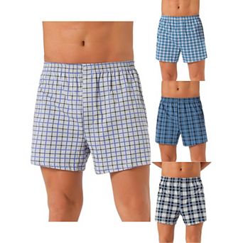 4 pc Men's Casual Elastic Waistband Plaid Pattern Boxer Shorts Set