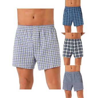 4 pc Men's Casual Elastic Waistband Plaid Pattern Boxer Shorts Set