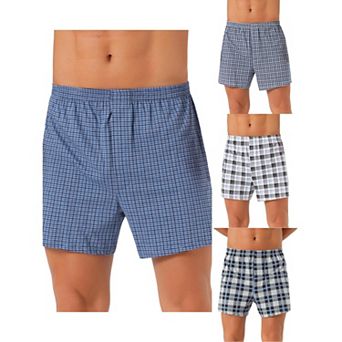 4 pc Men's Casual Elastic Waistband Plaid Pattern Boxer Shorts Set
