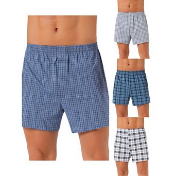 4 pc Men's Classic Elastic Waistband Plaid Pattern Boxer Shorts Set