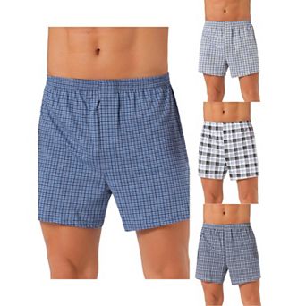 4 pc Men's Classic Elastic Waistband Plaid Pattern Boxer Shorts Set