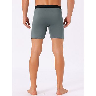 4 Pcs Men's Lightweight Solid Color Soft Stretch Open-fly Basic Boxer Briefs Set