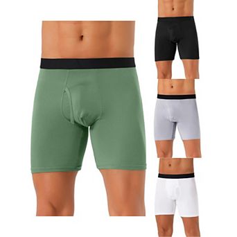 4 pc Men's Lightweight Solid Color Soft Stretch Open-fly Basic Boxer Briefs Set
