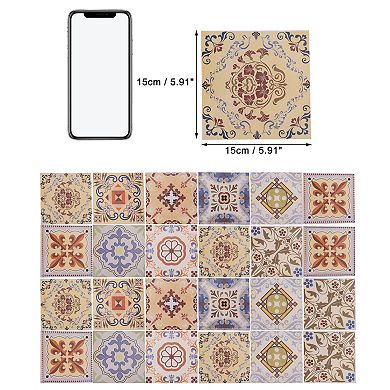 24Pcs Wall Tile Stickers, Self-Adhesive Waterproof Wallpaper, 5.91"x5.91"