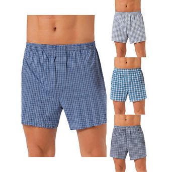 4 pc Men's Classic Elastic Waistband Plaid Pattern Boxer Shorts Set