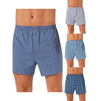 4 pc Men's Classic Elastic Waistband Plaid Pattern Boxer Shorts Set