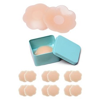 6 Pairs Women's Petals/Round/Heart Nipple Covers Strapless Invisible Adhesive Bra Storage Box Medium
