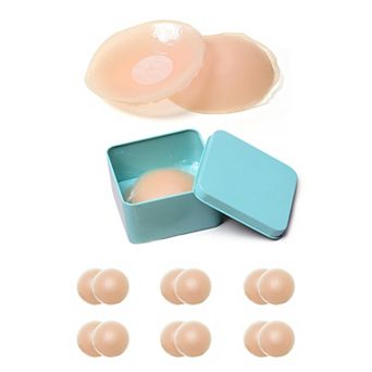 6 Pairs Women's Petals/Round/Heart Nipple Covers Strapless Invisible Adhesive Bra Storage Box Medium