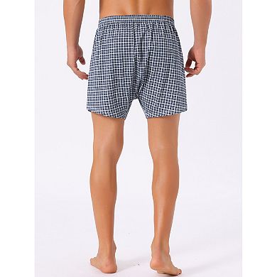 3Pcs Men's Casual Soft Elastic Waistband Plaid Pattern Boxer Shorts Set