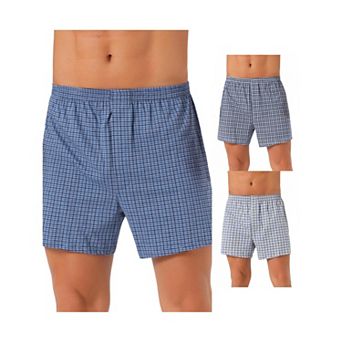 3 pc Men's Casual Soft Elastic Waistband Plaid Pattern Boxer Shorts Set