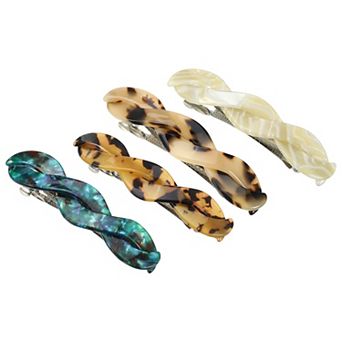 4 pc Hair Barrettes, Acetate Hair Barrettes for Fine Thick Hair, Fashion Barrette 3.35"x0.79"x0.59"