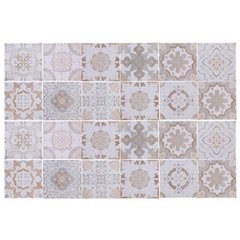 24 pc Wall Tile Stickers, Self-Adhesive Waterproof Wallpaper, 3.94"x3.94"