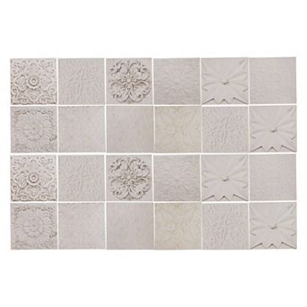 24 pc Wall Tile Stickers, Self-Adhesive Waterproof Wallpaper, 3.94"x3.94"