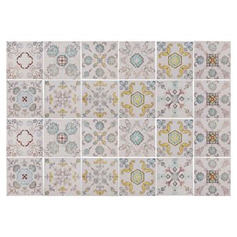 24 pc Wall Tile Stickers, Self-Adhesive Waterproof Wallpaper, 3.94"x3.94"