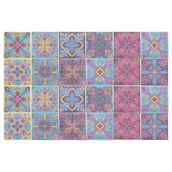 24 pc Wall Tile Stickers, Self-Adhesive Waterproof Wallpaper, 3.94"x3.94"