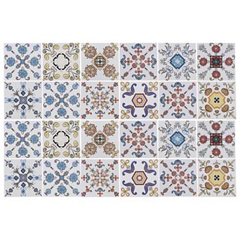 24 pc Wall Tile Stickers, Self-Adhesive Waterproof Wallpaper, 3.94"x3.94"