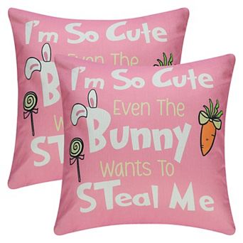 Rabbit Throw Pillow Covers Set of 2 Farmhouse Floral Cushion Case Decoration for Sofa Couch 18"x18"