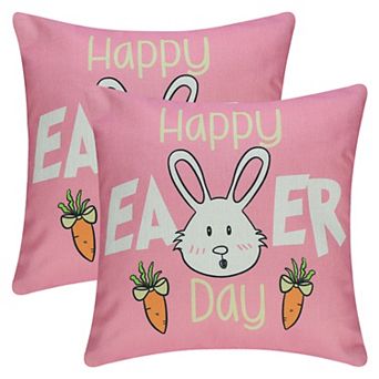 Rabbit Throw Pillow Covers Set of 2 Farmhouse Floral Cushion Case Decoration for Sofa Couch 18"x18"