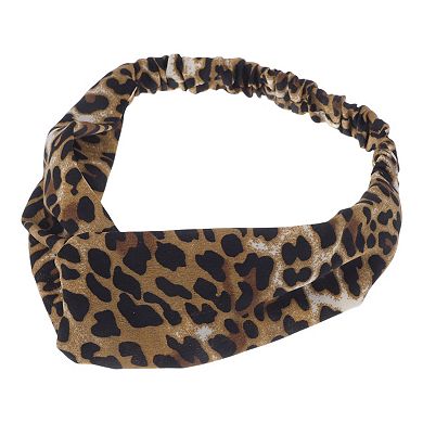 Fashion Leopard Pattern Cross Elastic Hairband for Women 1 Pc