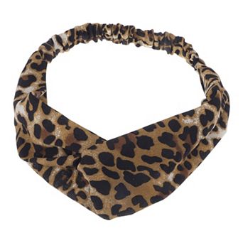 Fashion Leopard Pattern Cross Elastic Hairband for Women 1 pc
