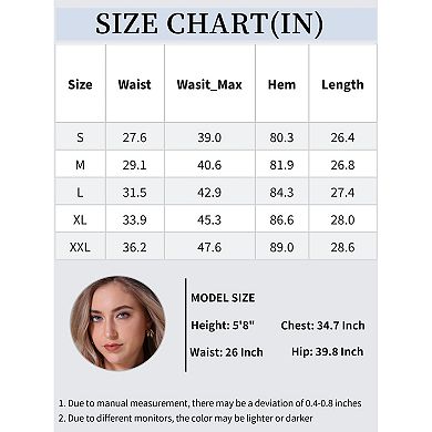 Women's Jean Skirts Elastic Waist Casual A-Line Midi Denim Skirt with Pockets