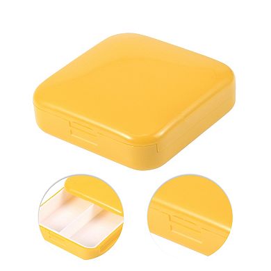 Durable Square 2 Compartment Pill Case for Travel 1 Pc