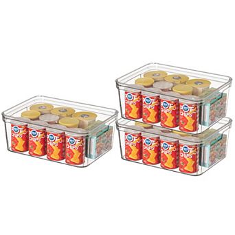 Basicwise Set of 3 Medium Clear Storage Container with Lid For Kitchen Pantry & Fridge Storage