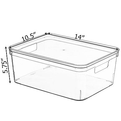 Basicwise Set of 3 Medium Clear Storage Container with Lid For Kitchen Pantry & Fridge Storage