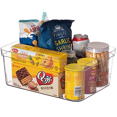 Basicwise Set of 3 Medium Clear Storage Container with Lid For Kitchen Pantry & Fridge Storage